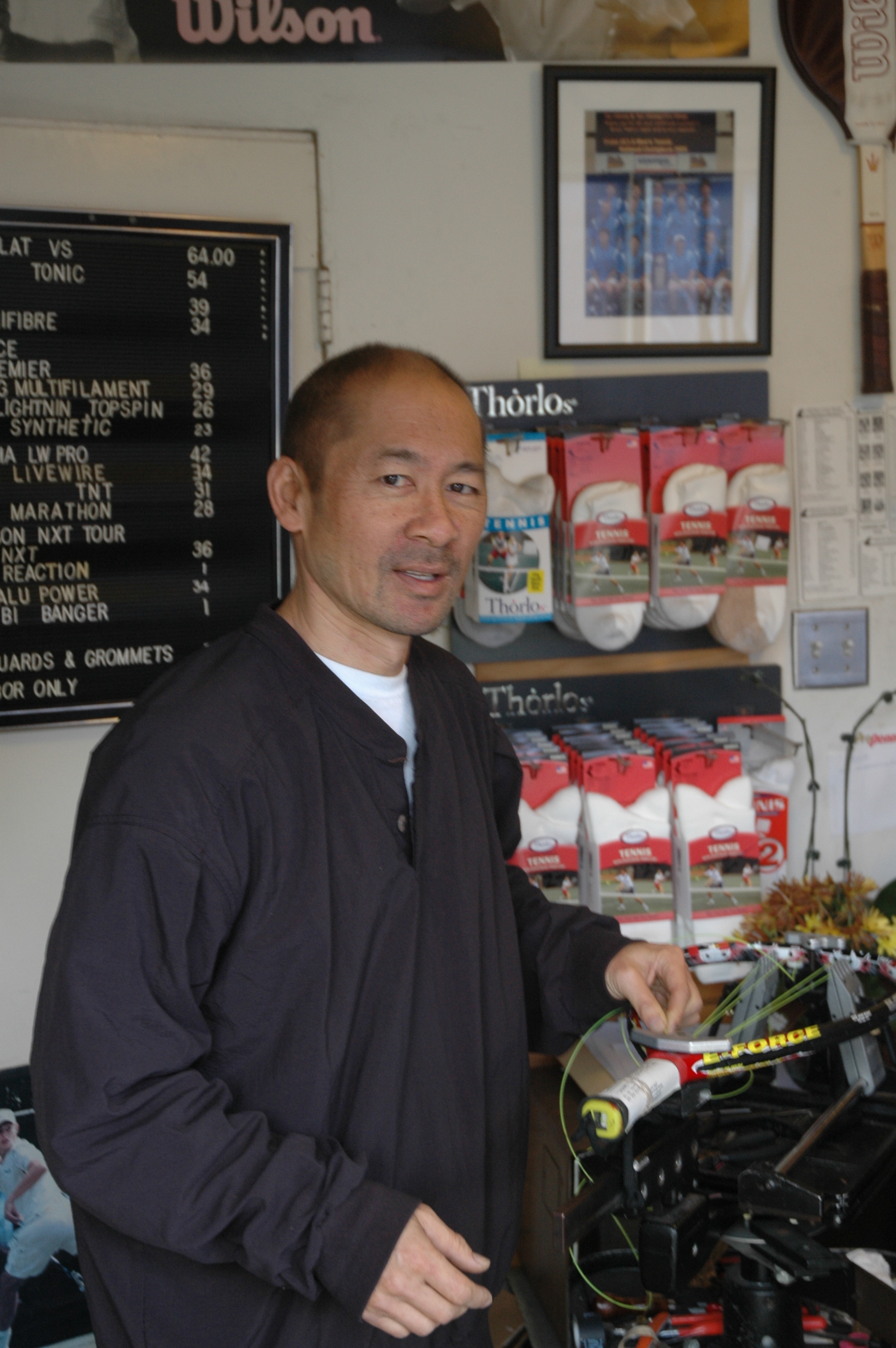 1st String Pro Shop owner Glenn Wong has been stringing racquets for Palisadians for almost 20 years.
